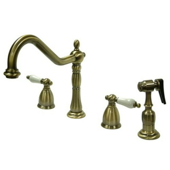 Kingston Brass Heritage 8" Widespread Kitchen Faucet with Brass Sprayer