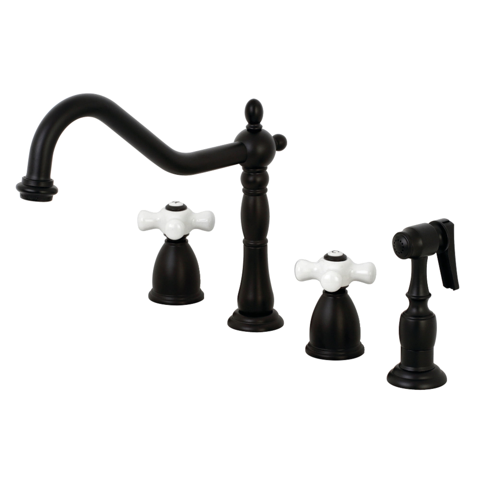 Kingston Brass KS1275TXBS Küchenarmatur French Country – Messing-Sprühgerät, Kreuzgriffe, 22,23 Cm