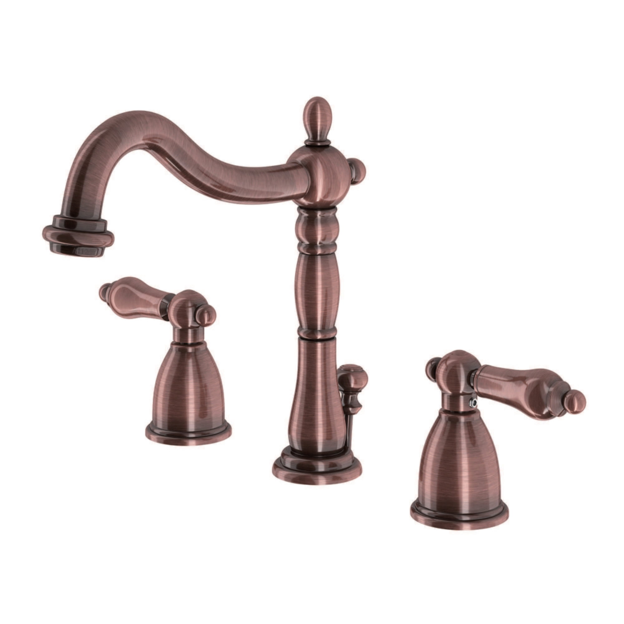 Kingston Brass KB197ALAC Heritage Widespread Bathroom Faucet with Brass Pop-Up, Antique Copper