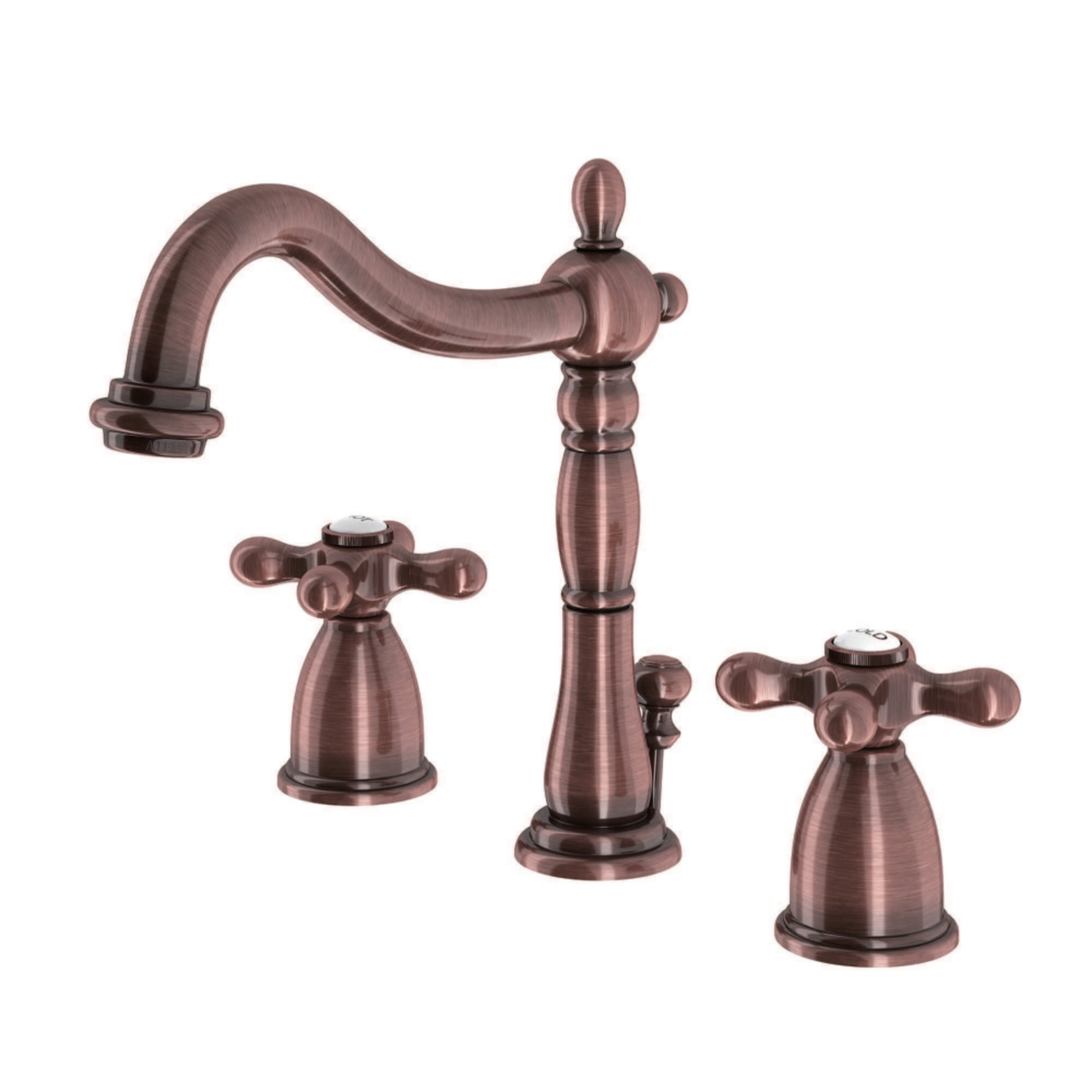 Kingston Brass KB197AXAC Heritage Widespread Bathroom Faucet with Brass Pop-Up, Antique Copper