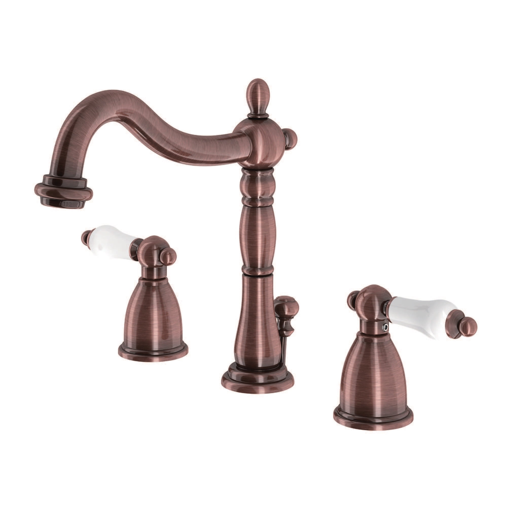 Heritage Antique Copper Widespread Bathroom Faucet with Brass Pop-Up