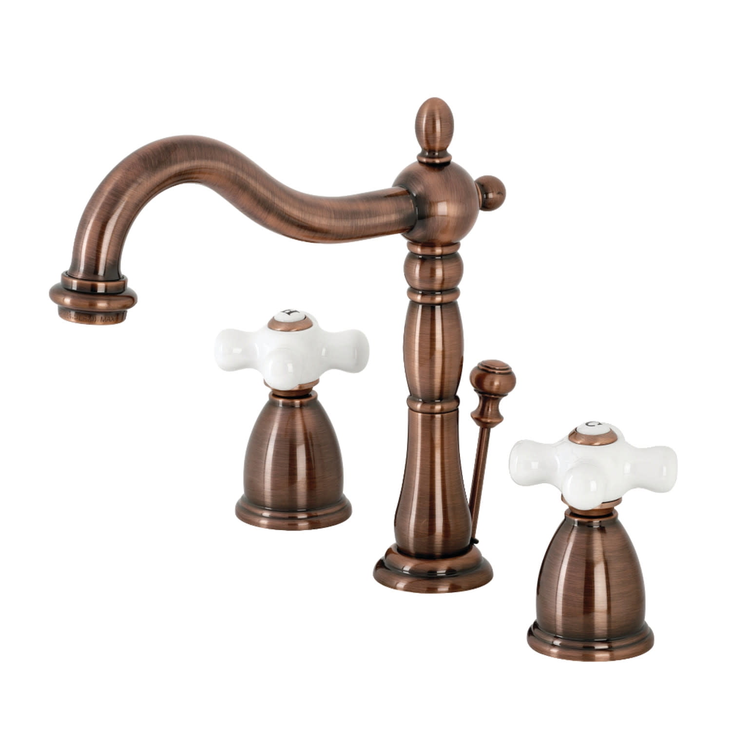 Heritage 8-Inch Antique Copper Brass Widespread Bathroom Faucet