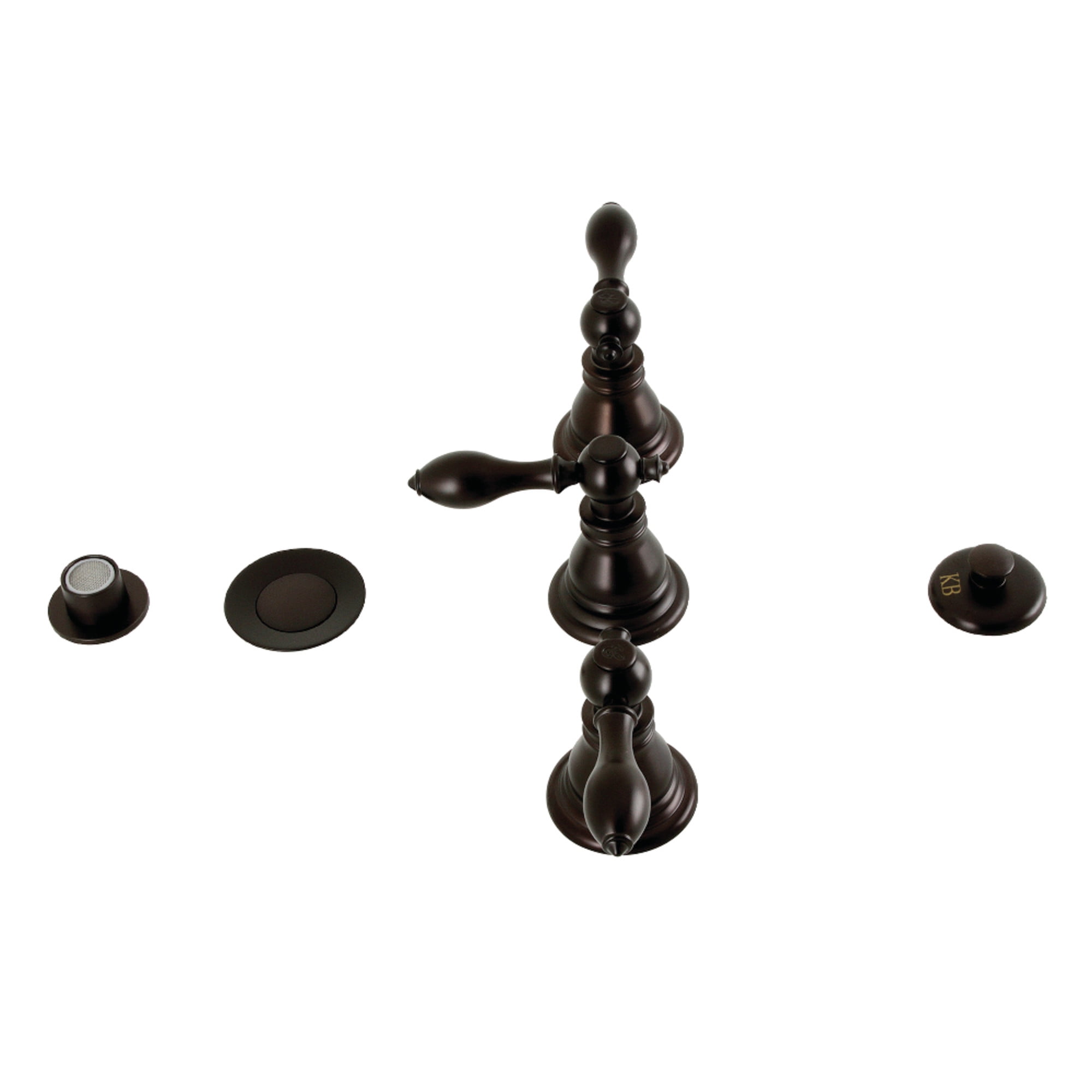 Kingston Brass KB325ACL American Classic Three-Handle Bidet Faucet with Brass Pop-Up, Oil Rubbed Bronze