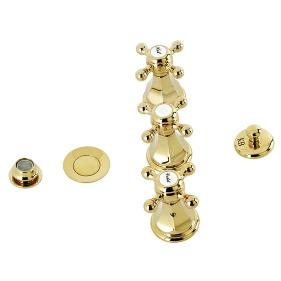 Kingston Brass KB4322BX Metropolitan Three-Handle Bidet Faucet with Brass Pop-Up, Polished Brass