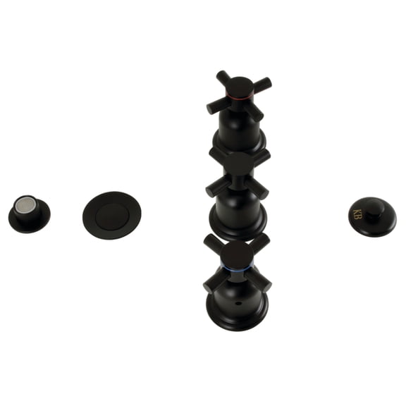 Kingston Brass KB6320DX Concord Three-Handle Bidet Faucet with Brass Pop-Up, Matte Black