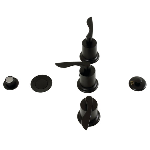 Kingston Brass KB6320SVL Serena Three-Handle Bidet Faucet with Brass Pop-Up, Matte Black