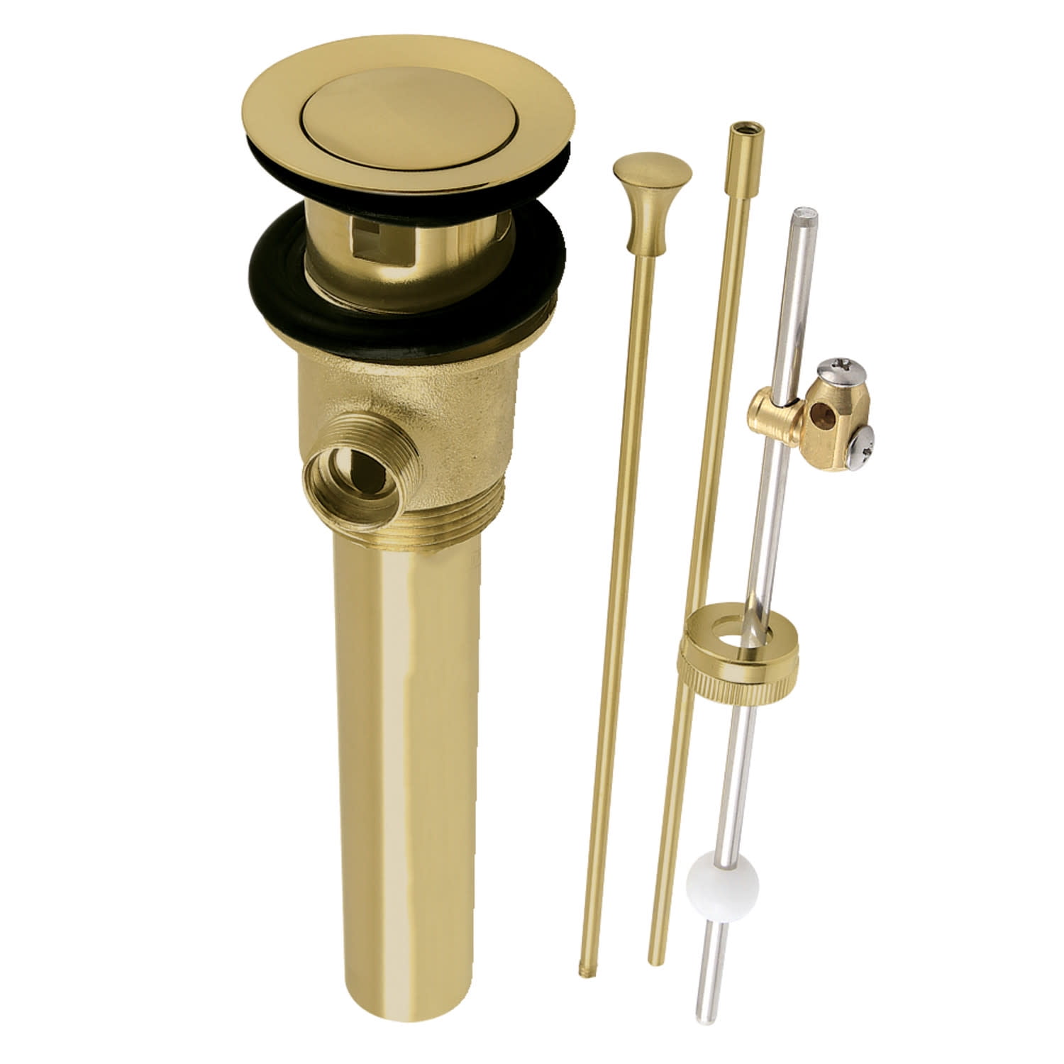 Central Brass 1109 Pop-Up Drain Assembly With Guide - Chrome Plated Brass, 1-1/4" Tailpiece, Overflow Included