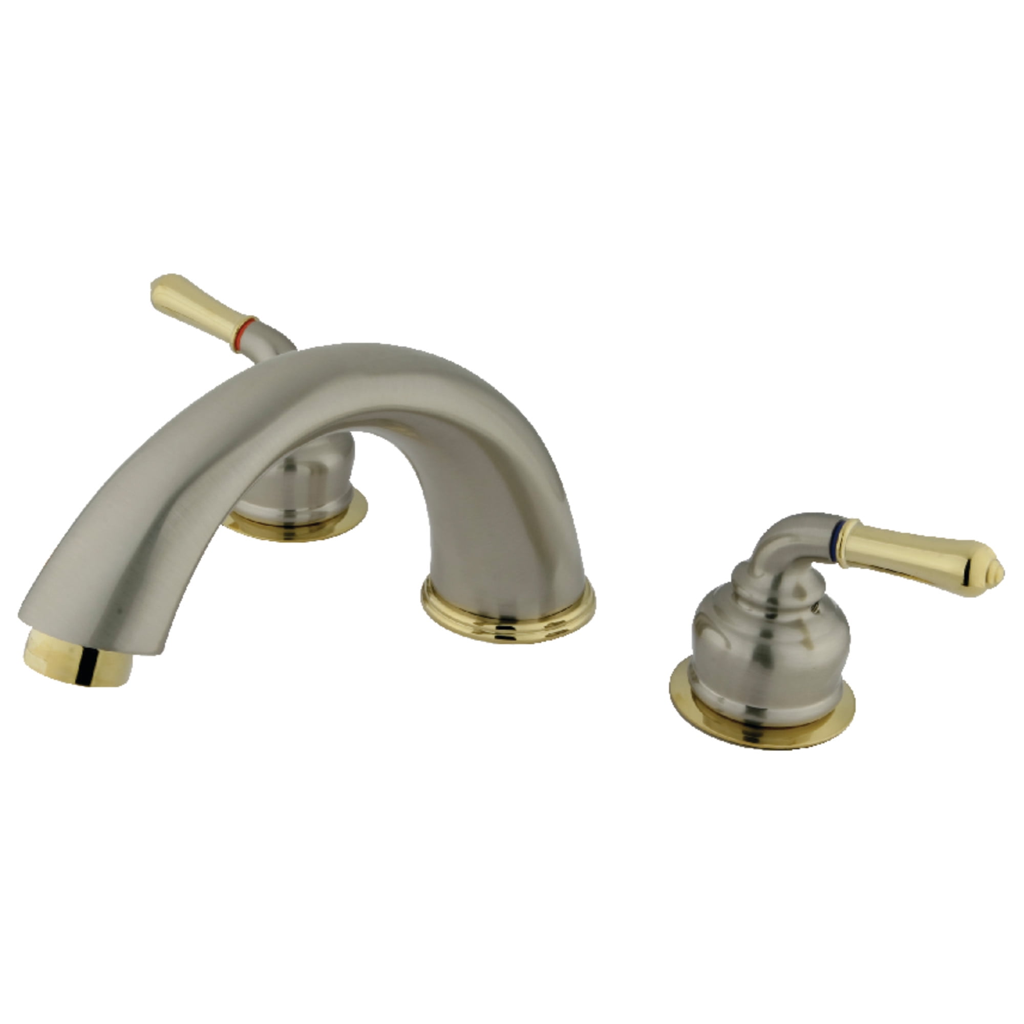 Kingston Brass KC369 Magellan Two-Handle Deck Mount Roman Tub Faucet, Brushed Nickel/Polished Brass