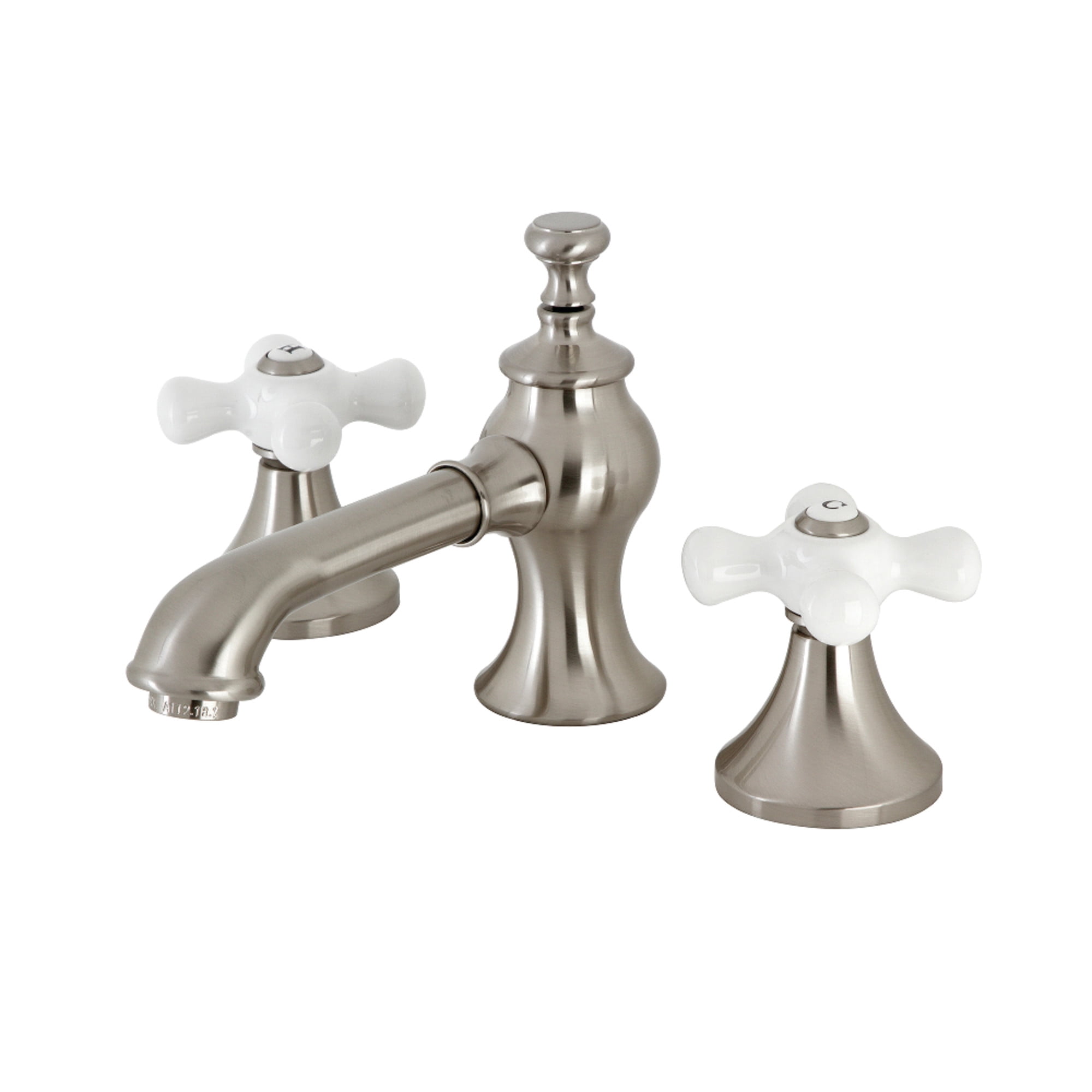 Kingston Brass KC7068PX Vintage Widespread Bathroom Faucet with Brass Pop-Up, Brushed Nickel