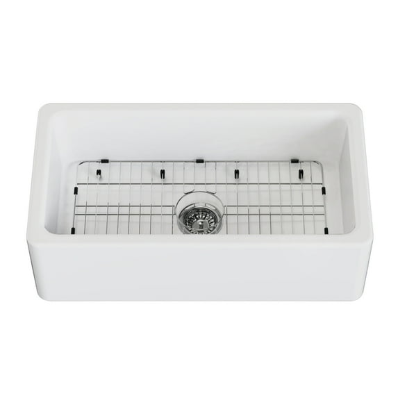 Gourmetier KGPF331810EBC 33" Fireclay Farmhouse Kitchen Sink, Matte White