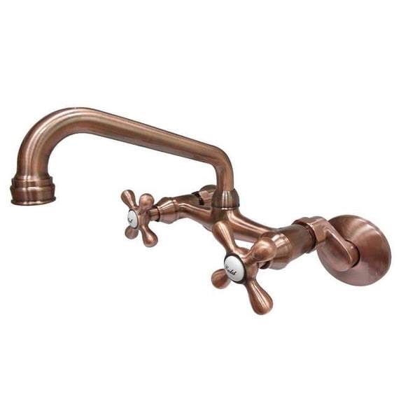 Kingston Brass Kingston Two-Handle Wall Mount Kitchen Faucet, Antique Copper
