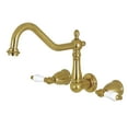 thumbnail image 1 of Kingston Brass KS1027PL Heritage Two-Handle Wall Mount Roman Tub Faucet, Brushed Brass, 1 of 8