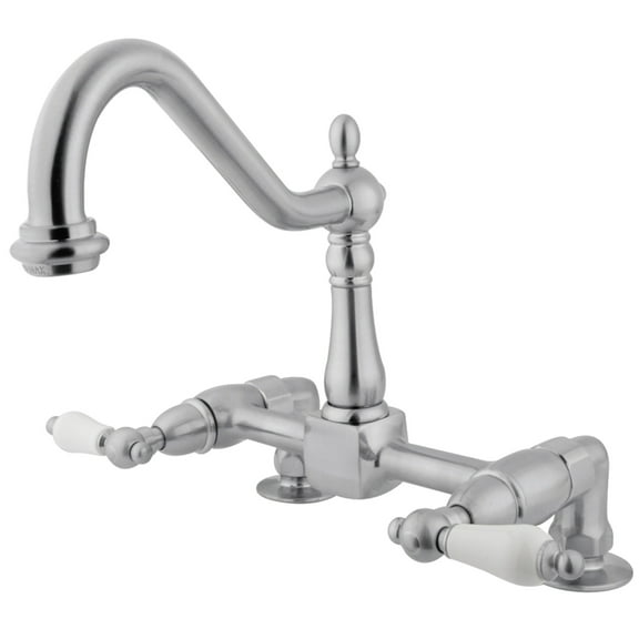Kingston Brass KS1141PL Heritage Bridge Kitchen Faucet, Polished Chrome