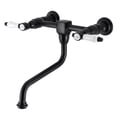 thumbnail image 1 of Kingston Brass KS1210BPL Bel-Air Double-Handle Wall Mount Bathroom Faucet, Matte Black, 1 of 8