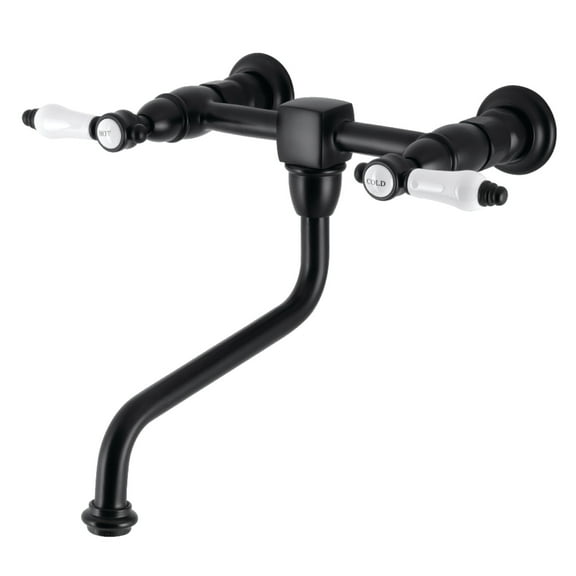 Kingston Brass KS1210BPL Bel-Air Double-Handle Wall Mount Bathroom Faucet, Matte Black