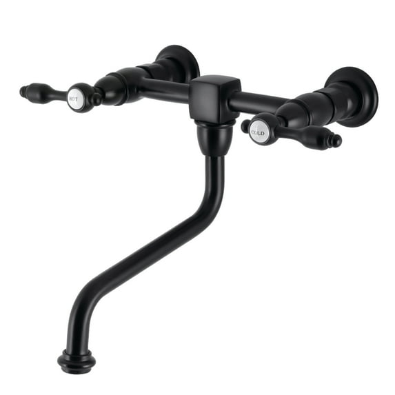 Kingston Brass KS1210TAL Tudor Double-Handle Wall Mount Bathroom Faucet, Matte Black
