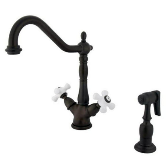 Kingston Brass KS1235PXBS Mono Deck Mount Kitchen Faucet With Brass Sprayer - Oil Rubbed Bronze