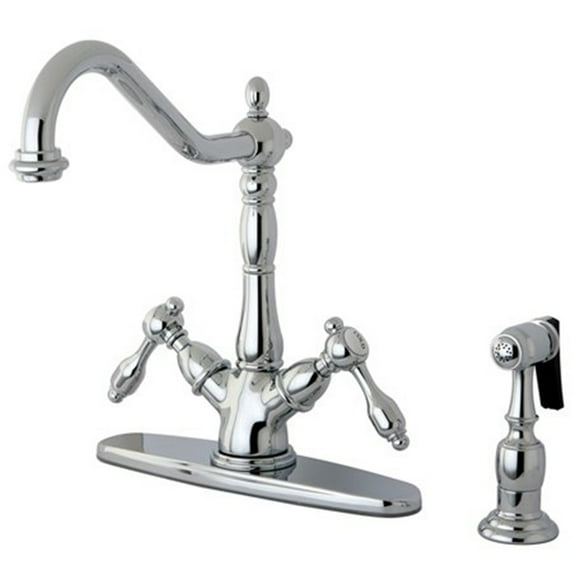 Kingston Brass KS1238TALBS Mono Deck Mount Kitchen Faucet with Brass Sprayer...