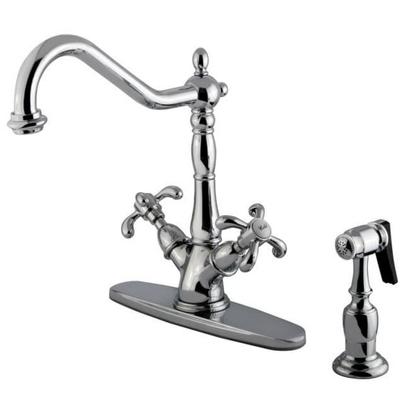 French Country Double Handle Mono Deck Kitchen Faucet with Spray