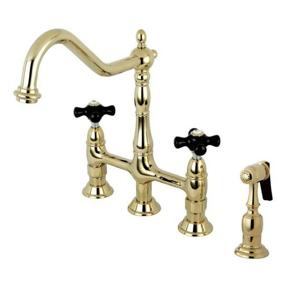 Kingston Brass KS1272PKXBS 8" Centerset Kitchen Faucet with Brass Sprayer, Polished Brass