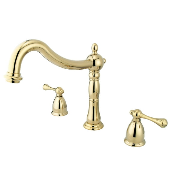 Kingston Brass KS1342BL Heritage Two-Handle Deck Mount Roman Tub Faucet, Polished Brass