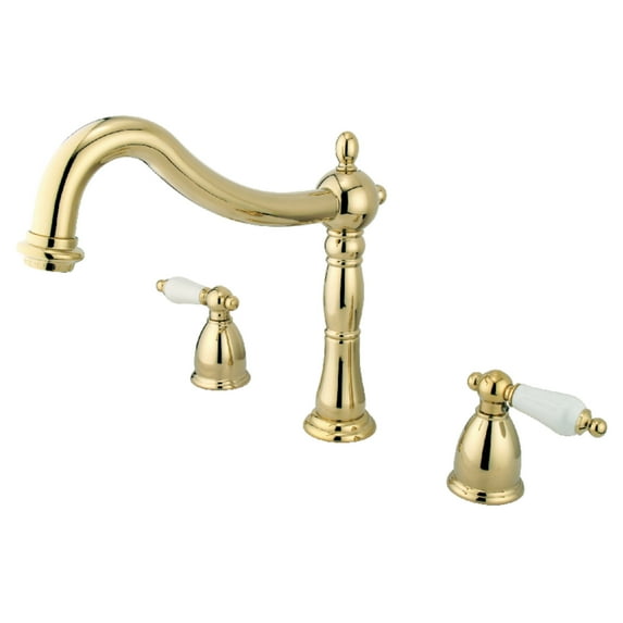 Kingston Brass KS1342PL Heritage Two-Handle Deck Mount Roman Tub Faucet, Polished Brass