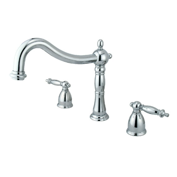 Kingston Brass KS1341TL Heritage Two-Handle Deck Mount Roman Tub Faucet, Polished Chrome