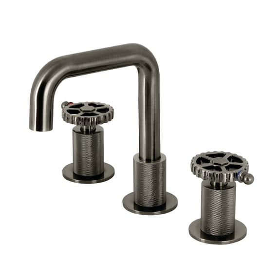 Kingston Brass KS141BSSCG Fuller Widespread Bathroom Faucet with Push Pop-Up Drain, Black Stainless