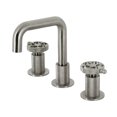 thumbnail image 1 of Kingston Brass KS1418RKX Webb Widespread Bathroom Faucet with Knurled Handle and Push Pop-Up Drain, Brushed Nickel, 1 of 8