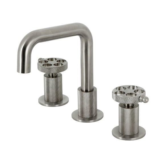 Kingston Brass KS1418RKX Webb Widespread Bathroom Faucet with Knurled Handle and Push Pop-Up Drain, Brushed Nickel