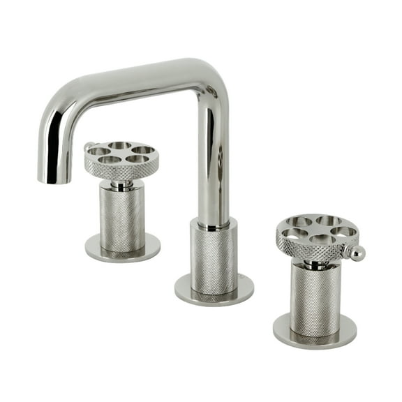 Kingston Brass KS1416RKX Webb Widespread Bathroom Faucet with Knurled Handle and Push Pop-Up Drain, Polished Nickel