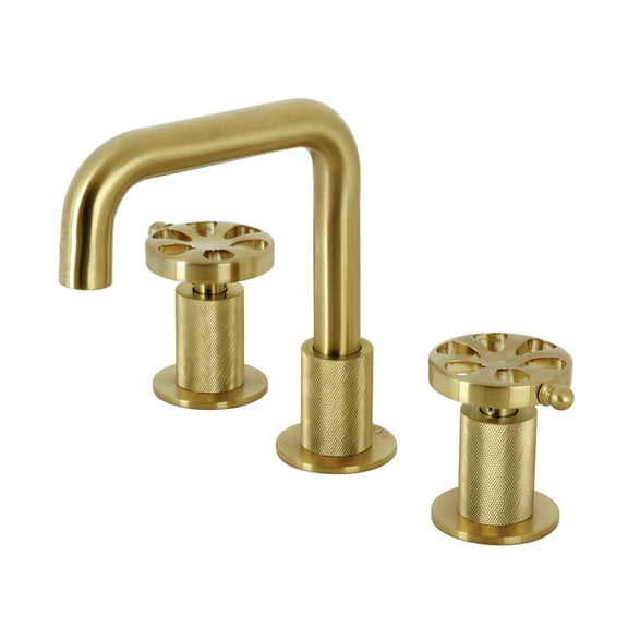 Kingston Brass KS1417RX Belknap Widespread Bathroom Faucet with Push Pop-Up Drain, Brushed Brass