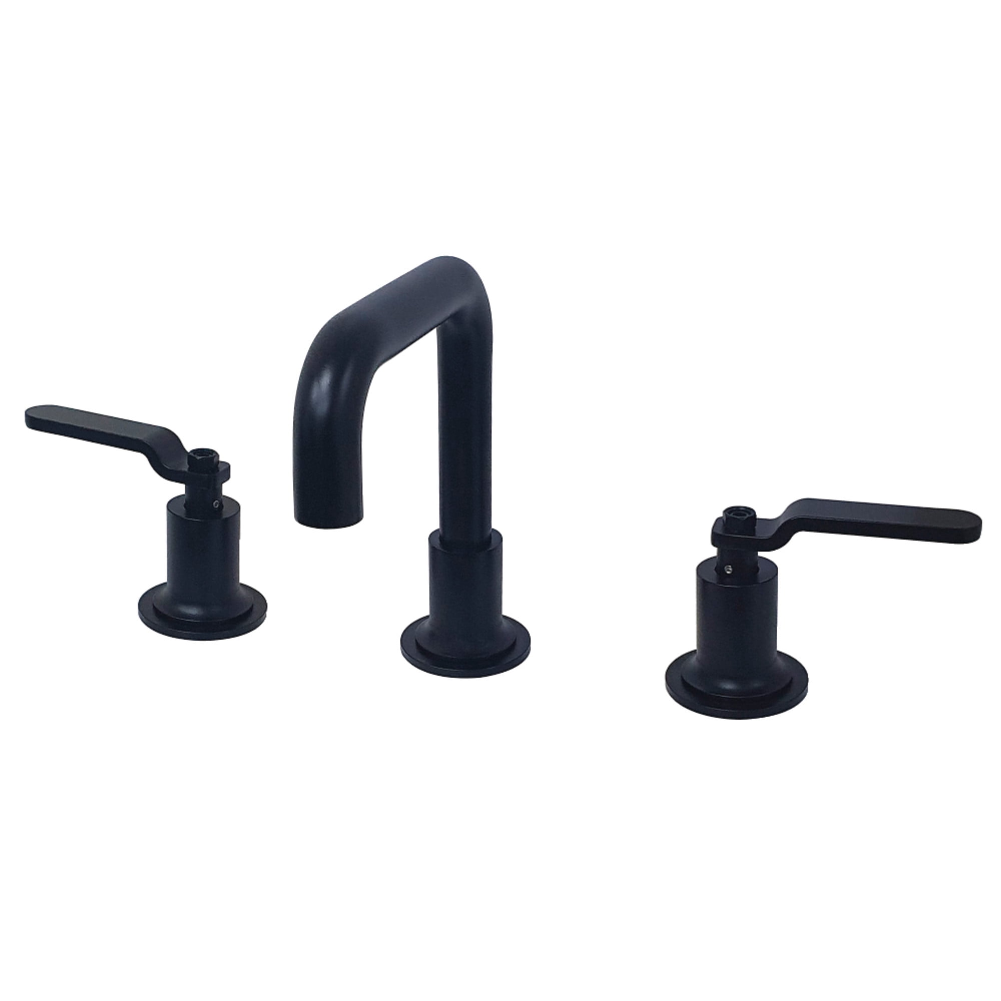 Kingston Brass KS142KLMB Whitaker Widespread Bathroom Faucet with Push Pop-Up Drain, Matte Black
