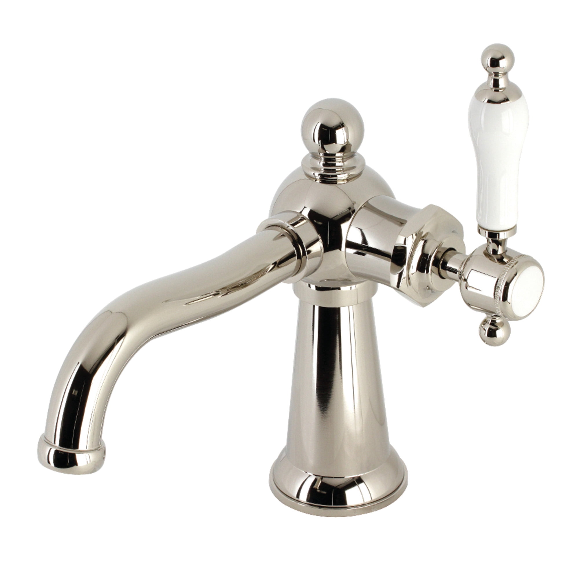 Kingston Brass KS154KLPN Nautical One-Handle Single-Hole Bathroom Faucet with Push Pop-Up Drain, Polished Nickel