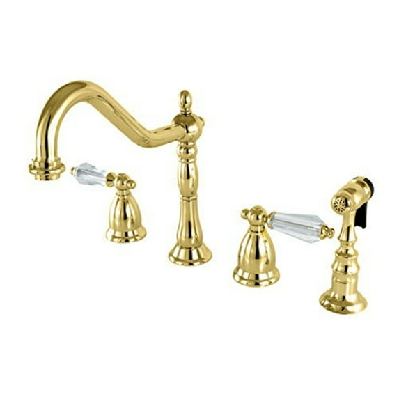 Kingston Brass KS1792WLLBS Widespread Kitchen Faucet with Brass Sprayer, PB