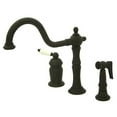 thumbnail image 1 of Kingston Brass Heritage Single Handle Deck Mount Widespread Kitchen Faucet with Brass Sprayer, 1 of 2