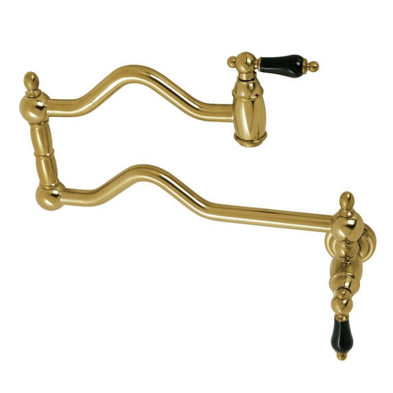 Kingston Brass KS2107PKL Duchess Two-Handle 1-Hole Wall Mount Pot Filler Faucet in Brushed Brass