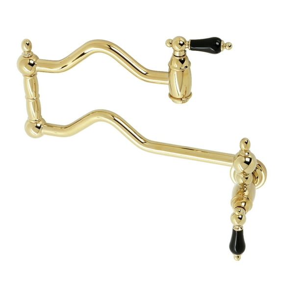 Kingston Brass KS2102PKL Duchess Two-Handle 1-Hole Wall Mount Pot Filler Faucet in Polished Brass