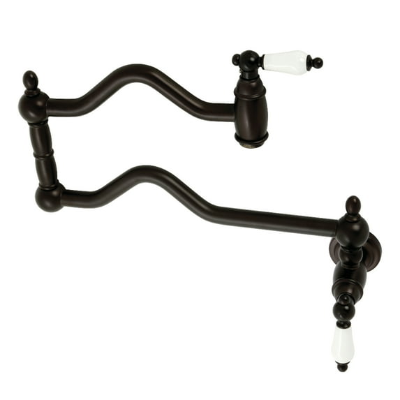 Kingston Brass KS2105PL Heritage Two-Handle 1-Hole Wall Mount Pot Filler Faucet in Oil Rubbed Bronze