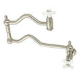 thumbnail image 1 of Kingston Brass KS2108PX Heritage Wall Mount Pot Filler Faucet, Brushed Nickel, 1 of 7