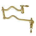 thumbnail image 1 of Kingston Brass KS2107TAL Tudor Two-Handle 1-Hole Wall Mount Pot Filler Faucet in Brushed Brass, 1 of 8