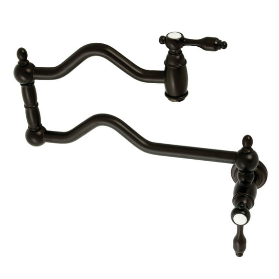 Kingston Brass KS2105TAL Tudor Two-Handle 1-Hole Wall Mount Pot Filler Faucet in Oil Rubbed Bronze