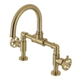 thumbnail image 1 of Kingston Brass KS2177RKX Webb Bridge Brushed Brass Bathroom Faucet with Matching Pop-up Drain, 1 of 7
