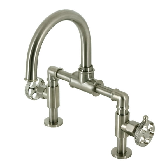 Kingston Brass KS2178RKX Webb Bridge, Polished Nickel Bathroom Faucet with Knurled Handle and Pop-up Drain
