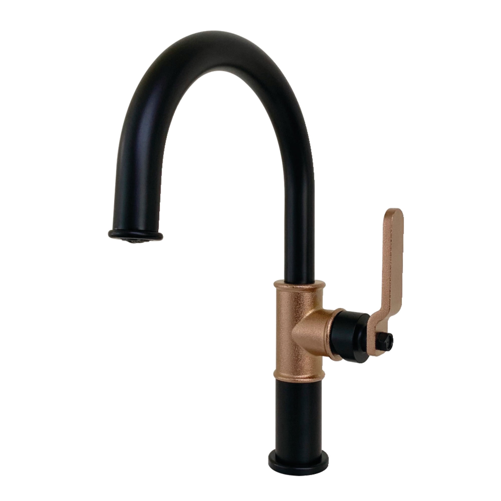 Kingston Brass KS2237KL Whitaker One-Handle Single-Hole Bathroom Faucet with Push Pop-Up Drain, Matte Black/Rose Gold