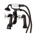 thumbnail image 1 of Kingston Brass KS228PXORB Kingston Three-Handle 2-Hole Deck-Mount Clawfoot Tub Faucet with Hand Shower in Oil Rubbed Bronze, 1 of 8