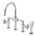 thumbnail image 1 of Kingston Brass KS2331CG Fuller Two-Handle 4-Hole Deck Mount Industrial Style Bridge Kitchen Faucet with Brass Side Sprayer in Polished Chrome, 1 of 7