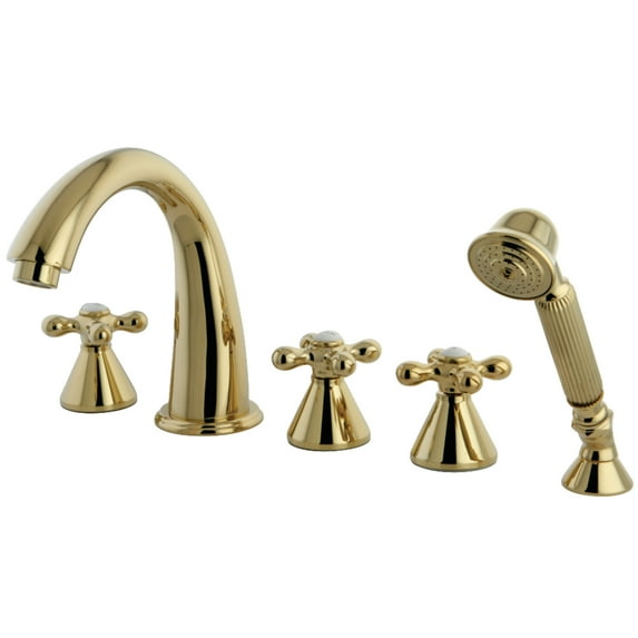 Kingston Brass KS23625AX Roman 5-Piece Roman Tub Faucet with Hand Shower, Polished Brass