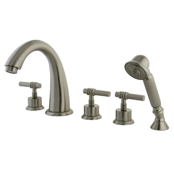 Kingston Brass KS23685ML Manhattan 5-Piece Roman Tub Faucet with Hand Shower, Brushed Nickel