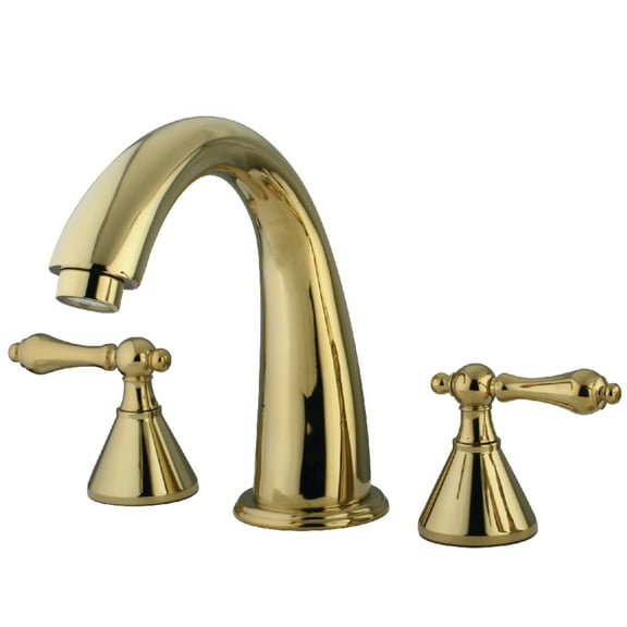 Kingston Brass KS2362AL Naples Two-Handle Deck Mount Roman Tub Faucet, Polished Brass